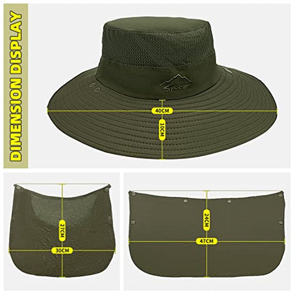 Fishing Hat for Men Sun Protection Hat with Removable Neck Flap Face Cover - color: Green