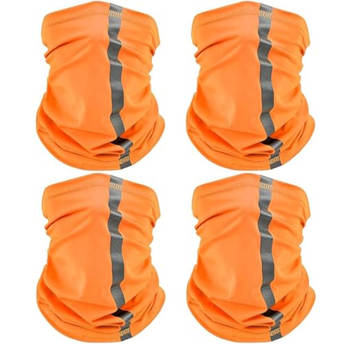 SATINIOR 4 Pcs Neck Gaiter Face Mask for Men, High Vis - color: Orange