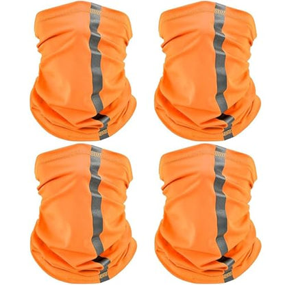 SATINIOR 4 Pcs Neck Gaiter Face Mask for Men, High Vis - color: Orange