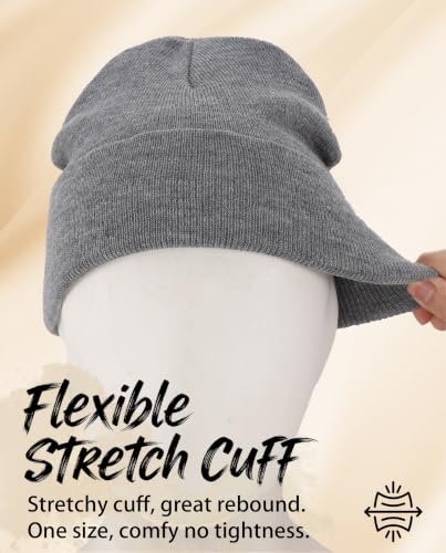 Connectyle Men's Cuffed Beanie Hat Double Layer Knit Winter Watch Cap - color: Light Grey