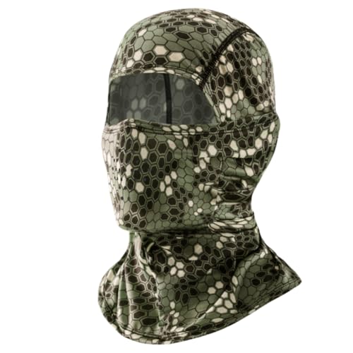 Camo Balaclava Face Mask for Men Women UV Sun Protection Cycling Neck Scarf Gaiter Head Breathable Motorcycle - color: Green Snake Camo
