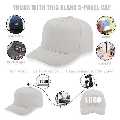 12 Pack Seamless Baseball Caps Wholesale Bulk - No Center Seam, DIY Friendly, Adjustable Breathable Lightweight for Men Women - color: Beige