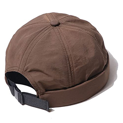 CLAPE Lightweight Breathable Brimless Cap Street Casual Versatile Summer Quick Dry Docker Cap No Brim Sailor Cap Leon Cap - color: Ct81-coffee