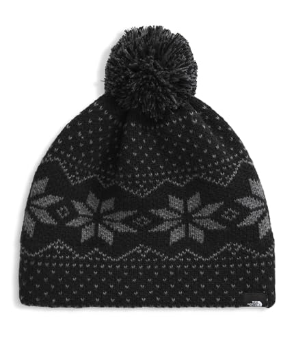 THE NORTH FACE Kids' Cabin Ski Tuke | Winter Hat With Novelty Jacquard Graphic, Sustainable Fabric, Removable Pom - color: Tnf Black Jacquard