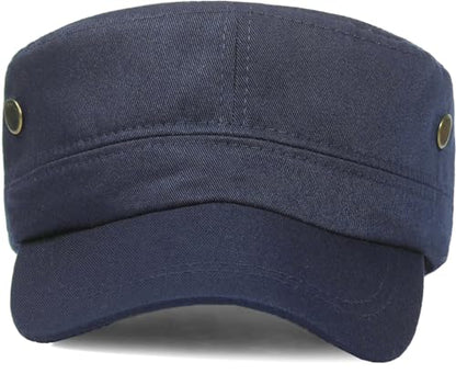 Unisex Classic Cadet Army Hat Flat Top Baseball Cap Military Hats - color: Navy