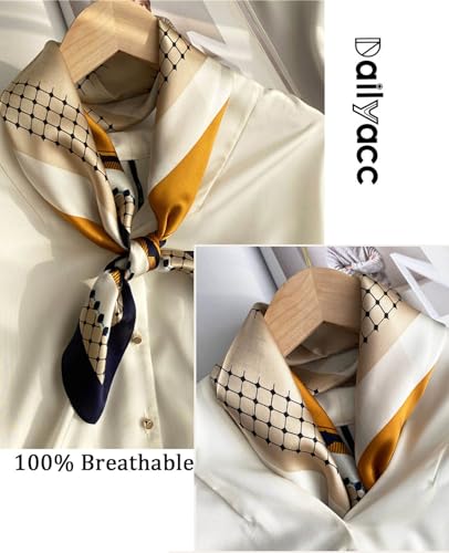 Dailyacc Hair Bandanas Scarf For Women Lightweight Fashion Neck Silk Satin Head Scarves For Sleeping Handbags Scarf - color: 27-diamond Shape Matching Color/27.5*27.5in