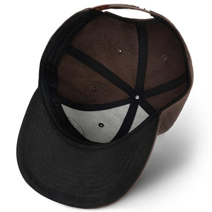 Flat Brim Hats for Men - Gothic Style Skull Hat Leather Pattern - Hip-Hop Snapback Hat Skeleton Hats for Men - color: 03.skeleton-2-brown