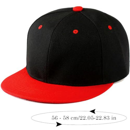 Snapback Hat Flat Bill Visor Hats Adjustable Hip Hop Baseball Cap for Women Men - color: Black Red