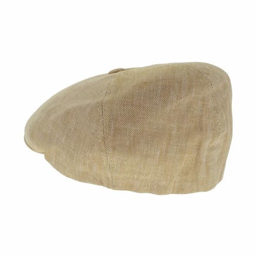 Hats in the Belfry Verona Newsboy Cap, 6 Panel, 100% Linen, Mustard Yellow, Classic Italian Heritage Style, Men's - size: Large