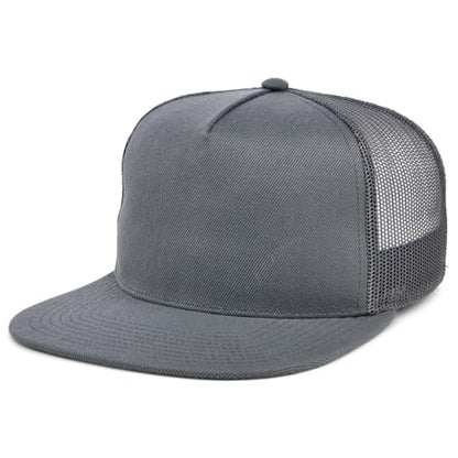 Lids Blank Essential 5-Panel Trucker Adjustable Snapback Hat - color: Charcoal