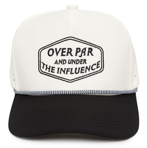 Funky Junque Golf Trucker Hat - color: Over Par & Under the Influence - Black/Beige
