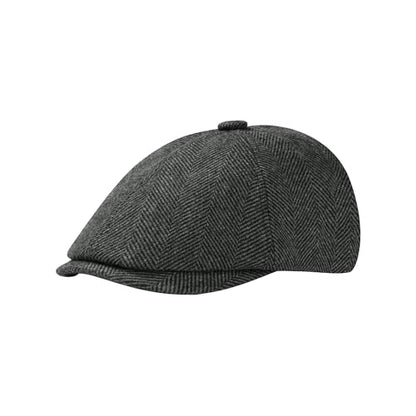 KUJUHA Wool Men's Newsboy Caps Flat Irish Cabbie Ivy Gatsby Newsboy Driving Hat Hunting Cap Winter Hat - color: Darkgreyr, size: Large