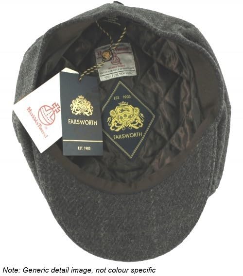 Failsworth Carloway Harris Tweed Baker Boy Cap, Brown Herringbone - color: Pattern 2018 - Grey, size: Large