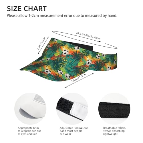 Adjustable Lightweight Open Top Sports Sun Visor Hat Cap for Golf Tennis - color: Tropical Palm Leaves Soccer