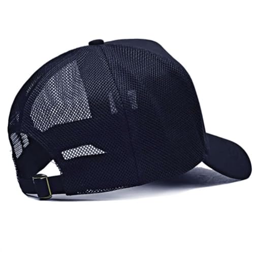 Oversize XXL Mesh Trucker Hat for Men Big Head High Crown Baseball Cap - color: Dark Blue