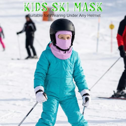 Kids Balaclava Ski Mask Winter Windproof Fleece Full Face Mask for Boy Girl - color: Purple