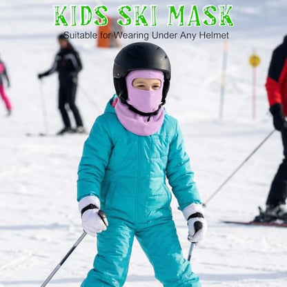 Kids Balaclava Ski Mask Winter Windproof Fleece Full Face Mask for Boy Girl - color: Purple