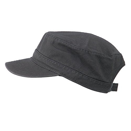 Garment Washed Adjustable Army Cap - color: Charcoal Grey