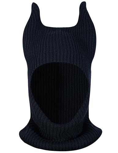 LOLAT Funny Horn Balaclava Ski Mask with Ears Full Face Hat Winter Warm Beanies Halloween Costume Men/Women - color: Black