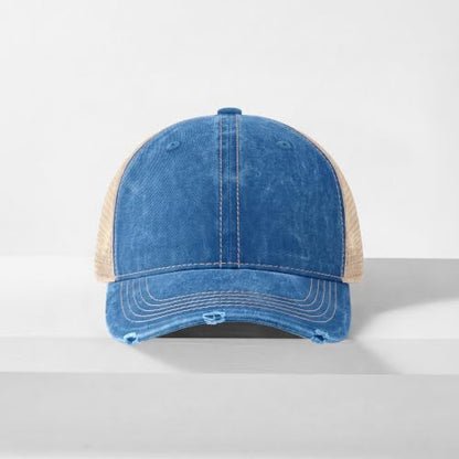 CHOK.LIDS Washed Trucker Hat Unstructured Distressed Pigment Dyed Cap - color: (Royal)