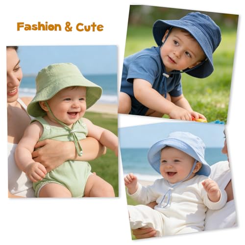 Baby Sun Hat Infant Toddler Summer Cotton Yarn Beach Bucket Hat for Boy Girl - color: Gray, size: 6-24 Months