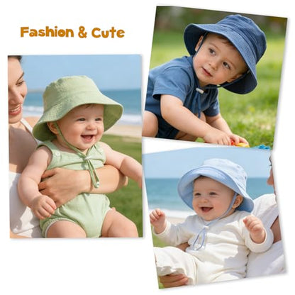 Baby Sun Hat Infant Toddler Summer Cotton Yarn Beach Bucket Hat for Boy Girl - color: Gray, size: 6-24 Months