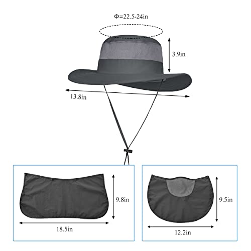 3 Pack Mens Outdoor Wide Brim Fishing Hat,UPF 50+ Sun Protection Cap with Face Neck Flap for Hiking & Garden - color: 3 Pack-dark Grey