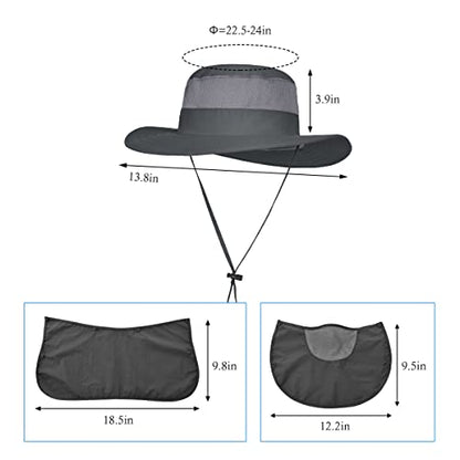 3 Pack Mens Outdoor Wide Brim Fishing Hat,UPF 50+ Sun Protection Cap with Face Neck Flap for Hiking & Garden - color: 3 Pack-dark Grey