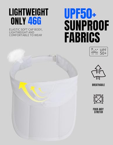 Sports Sun Visor Hats Men Women Lightweight Run hat Adjustable Quick Dry Sun Cap - color: White