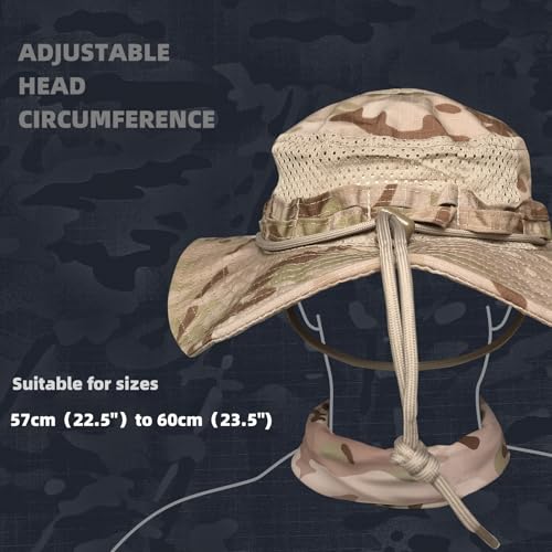 Camo Boonie Sun Hat with Face Mask UV Protection Fishing Hat Bucket Hat for Hunting Hiking Military Tactical Safari - color: Camo Cp Desert