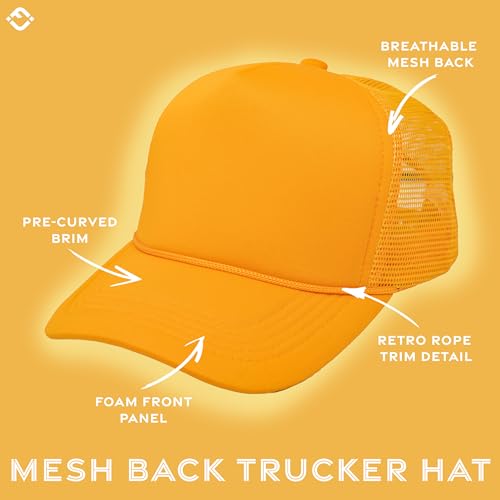 Funky Junque Blank Mesh Foam Lightweight Snapback Trucker Hat - color: Gold