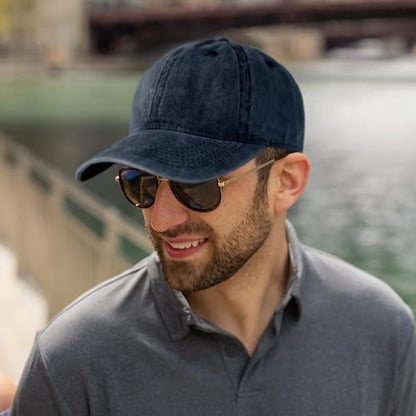 Edoneery Baseball Cap for Men and Women, Low Profile Washed Cotton Dad Hat - color: Navy-1