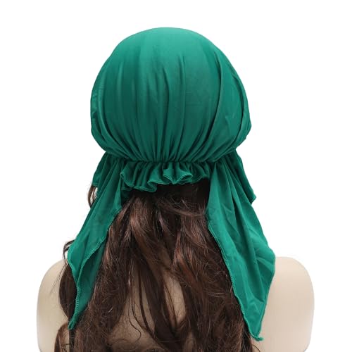 ZLYC Chemo Headwear for Women Brim Visor Head Scarf Pre Tied Headwraps Lightweight Skull Cap - color: Solid Green