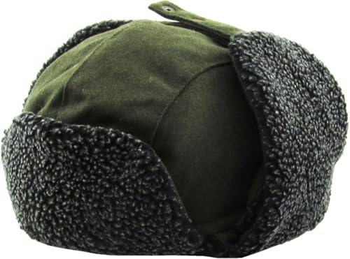 Wool Blend Aviator Trapper hat Trooper Ear Flaps Ushanka Eskimo Russian Warm Winter Cold… - color: 1. Olive Wool Blend