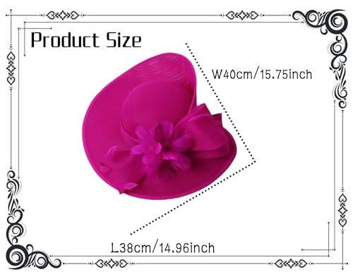 dressfan Vintage Fascinator Hats for Women,20s 50s Linen Flower Hat for Derby/Church/Wedding/Cocktail/Tea Party - color: Fushia