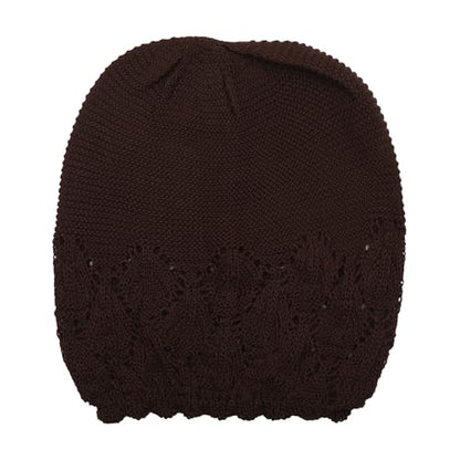 ZLYC Crochet Slouchy Beanie for Women Soft Lightweight Skull Cap - color: Solid Coffee