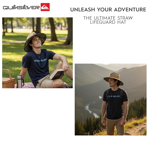 Quiksilver Men's Wide Brim Outdoor Lifeguard Straw Sun Hat - color: Army, size: Large-X-Large