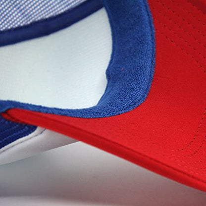 High Crown Foam Mesh Camouflage Tri-Color Oak Leaves Trucker Hat Baseball Cap - color: Red/White/Royal