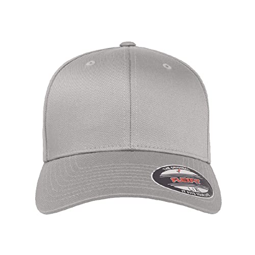 Flexfit Wooly Combed 6-Panel Structured Baseball Cap | Stretch Fitted - color: Grey, size: Large-X-Large