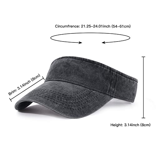 HH HOFNEN Sports Sun Visor Hats Cotton Adjustable Golf Caps for Men Women - color: #1c Black