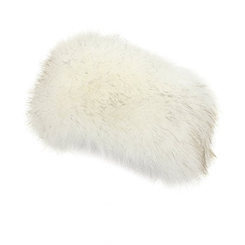 LA CARRIE Faux Fur Headband with Stretch Women's Winter Earwarmer Earmuff - color: White with Tips