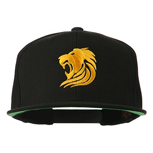 e4Hats.com Gold Lion Embroidered Wool Snapback Cap - color: Black