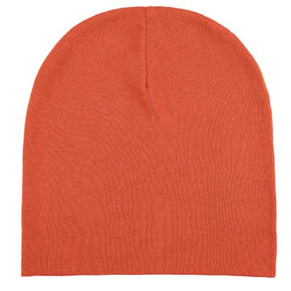 Thin 100% Cotton Fine-Knit Beanie Hat Slouchy Soft Chemo Skull Cap - color: 1-orange