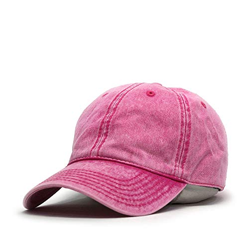 Heavy Washed Coated Canvas Wax-Look Adjustable Low Profile Men Women Baseball Cap - color: Snow Washed Hot Pink