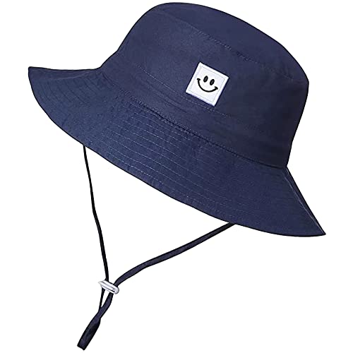55cube Baby & Toddler Sun Hat UPF 50+ Bucket Hat with Chin Strap - color: 1pack Navy, size: 2-5T