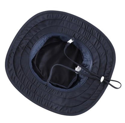 Connectyle Kids Foldable Wide Brim Sun Hat UPF 50+ Sun Protection Bucket Hats Breathable Summer Beach Hat for Boys Girls - color: Navy Blue, size: Small