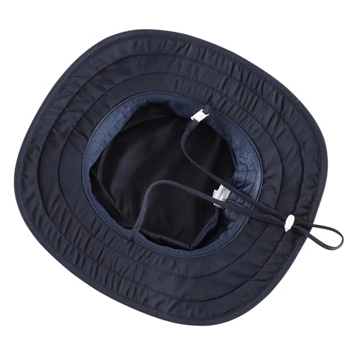 Connectyle Kids Foldable Wide Brim Sun Hat UPF 50+ Sun Protection Bucket Hats Breathable Summer Beach Hat for Boys Girls - color: Navy Blue, size: Medium