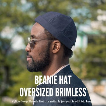 Docker Cap XXL Brimless Hat Oversize Retro No Brim Hats Plus Size Snapback Beanie - color: Dark Blue