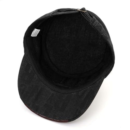 Cadet Hat Flat Top Hats Army Military Caps for Men Women - color: Black C