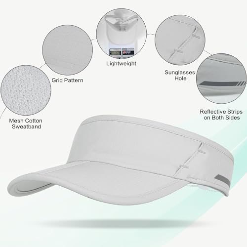 Sun Visor Caps Foldable Brim Adjustable Visor Hats for Women Men - color: 2# Lightgrey